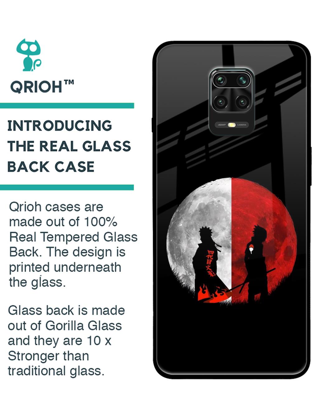 Shop Anime Red Moon Premium Glass Case for Redmi Note 9 Pro Max (Shock Proof,Scratch Resistant)-Back