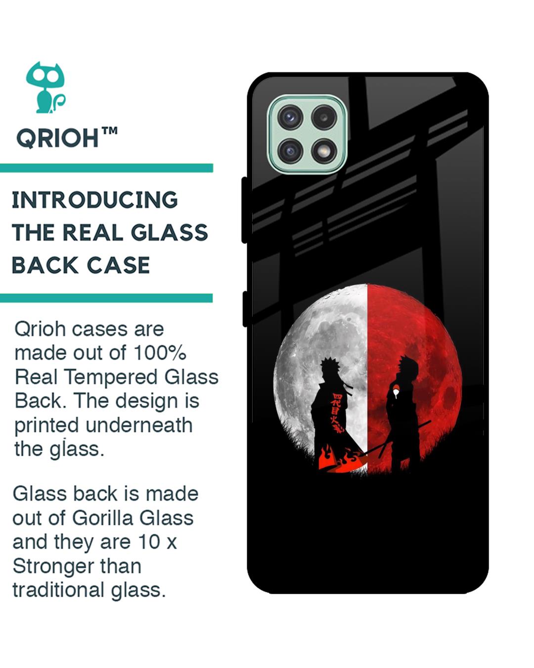 Shop Anime Red Moon Premium Glass Case for Samsung Galaxy A22 5G (Shock Proof,Scratch Resistant)-Back