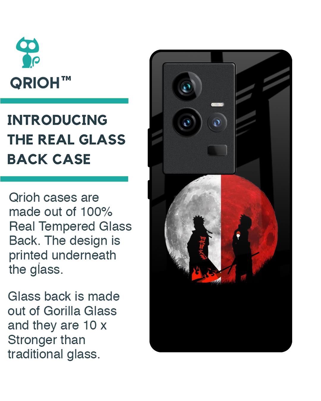 Shop Anime Red Moon Premium Glass Case for Vivo iQOO 11 (Shock Proof,Scratch Resistant)-Back