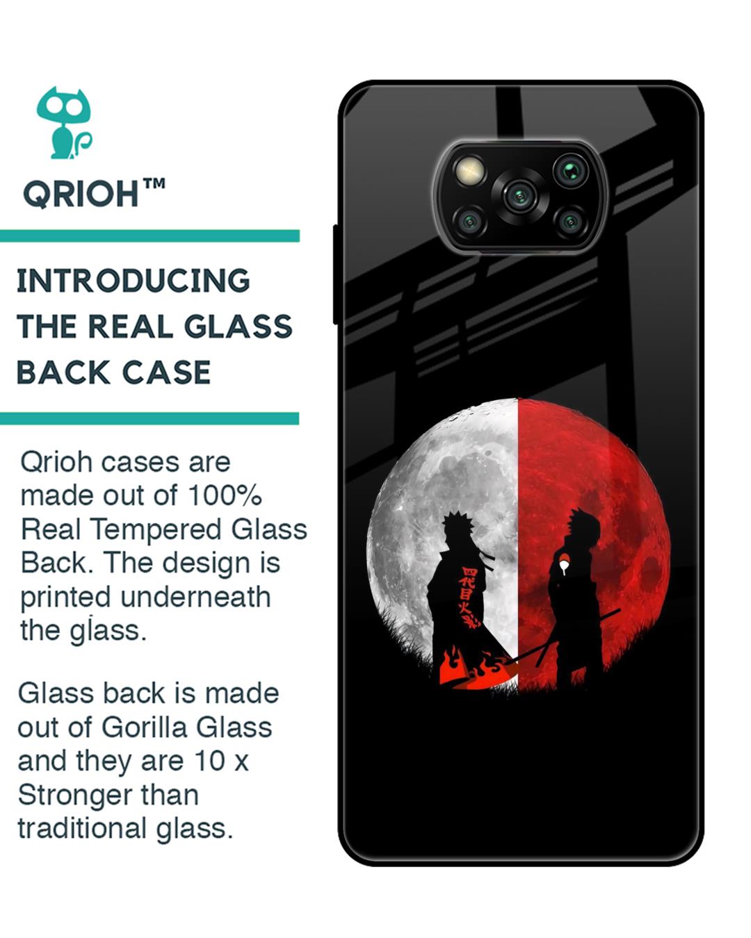Shop Anime Red Moon Premium Glass Case for Xiaomi Poco x3 (Shock Proof, Scratch Resistant)-Back