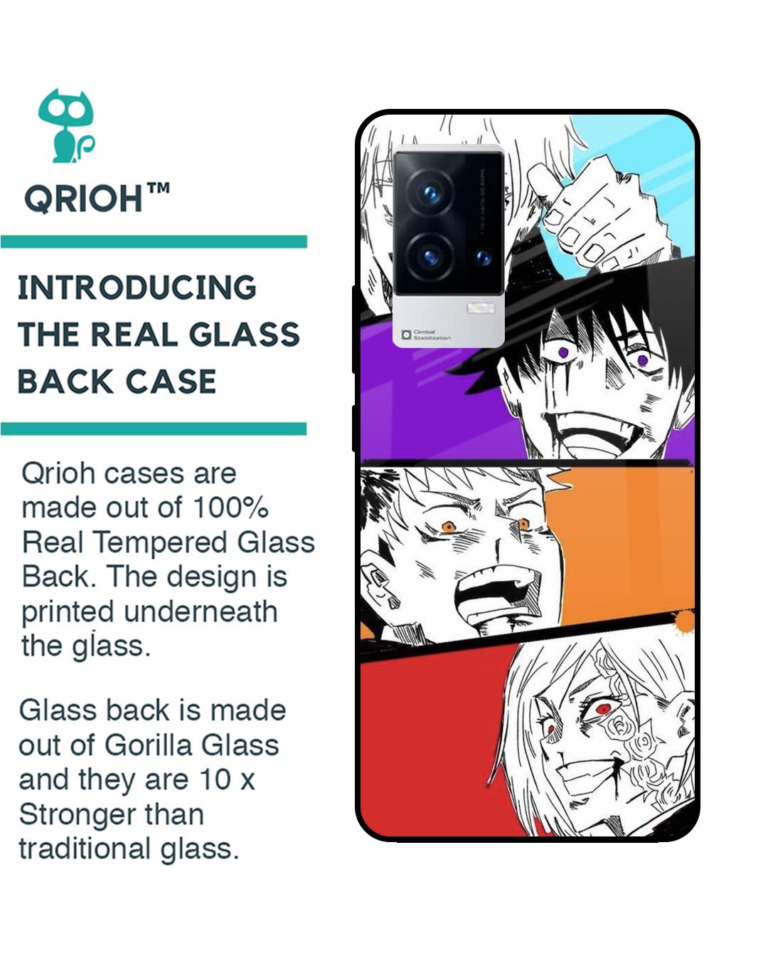 Shop Anime Sketch Premium Glass Case for IQOO 9 5G (Shock Proof,Scratch Resistant)-Back