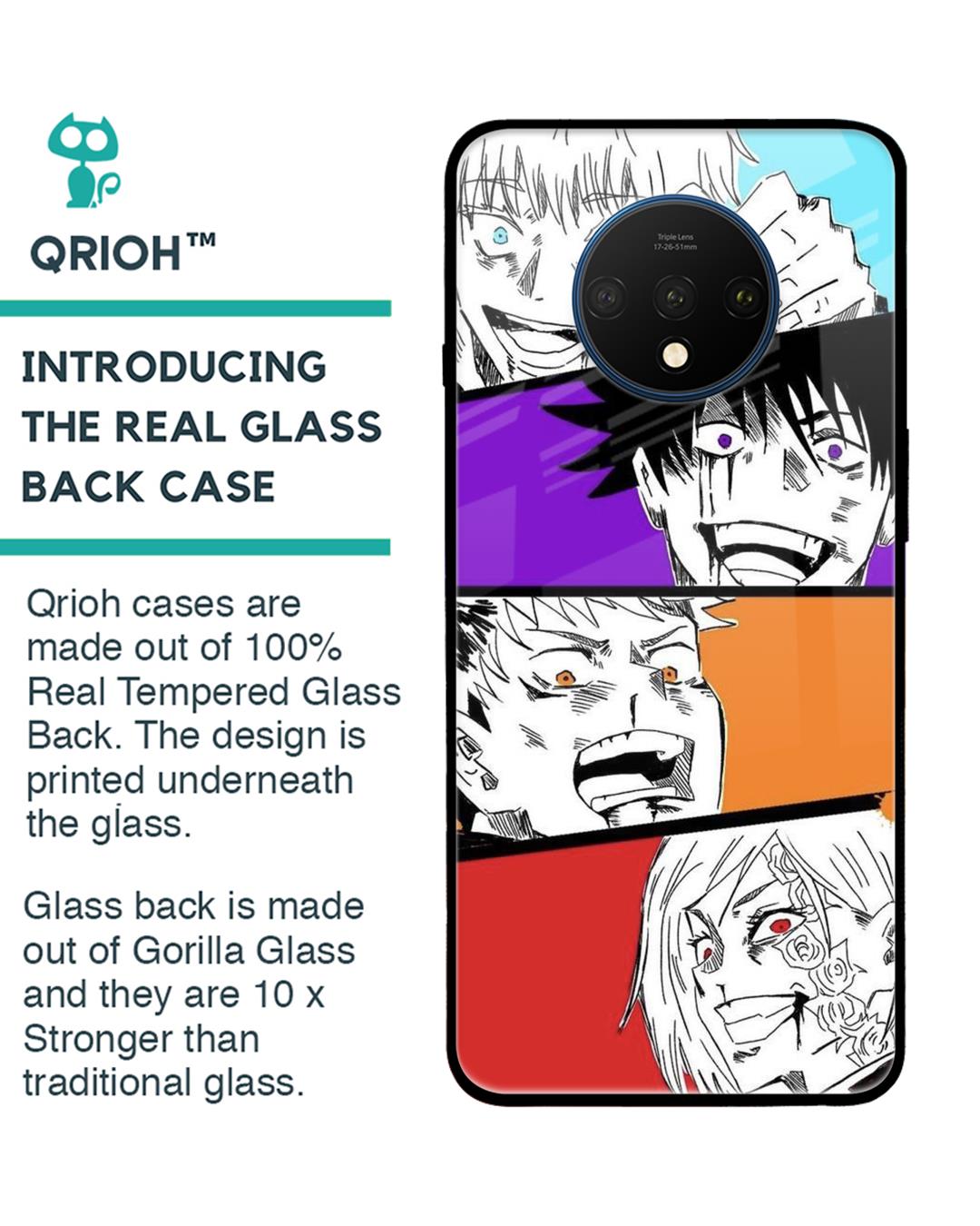 Shop Anime Sketch Premium Glass Case for OnePlus 7T (Shock Proof,Scratch Resistant)-Back