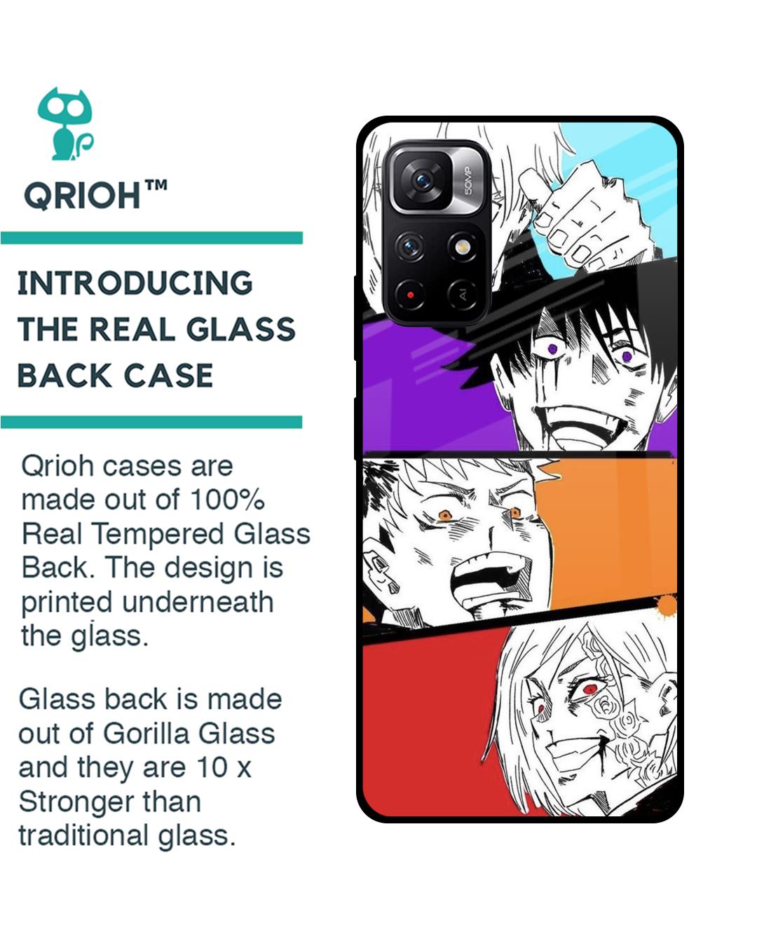 Shop Anime Sketch Premium Glass Case for Redmi Note 11T 5G (Shock Proof,Scratch Resistant)-Back