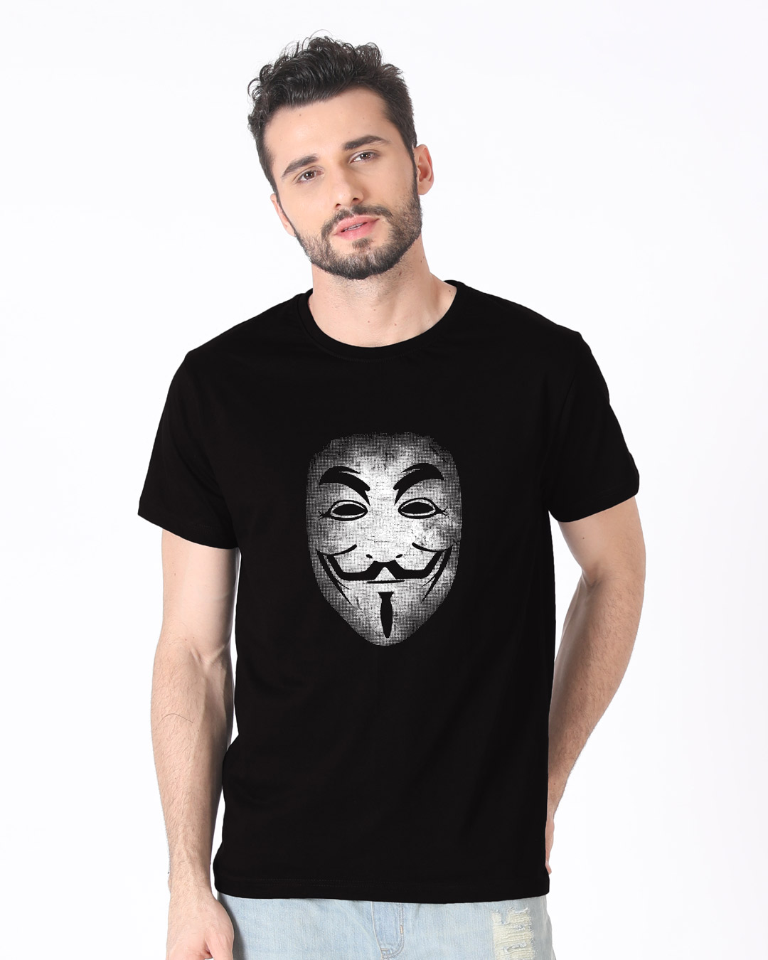 Shop Anonymous Fawkes Mask Half Sleeve T-Shirt-Back