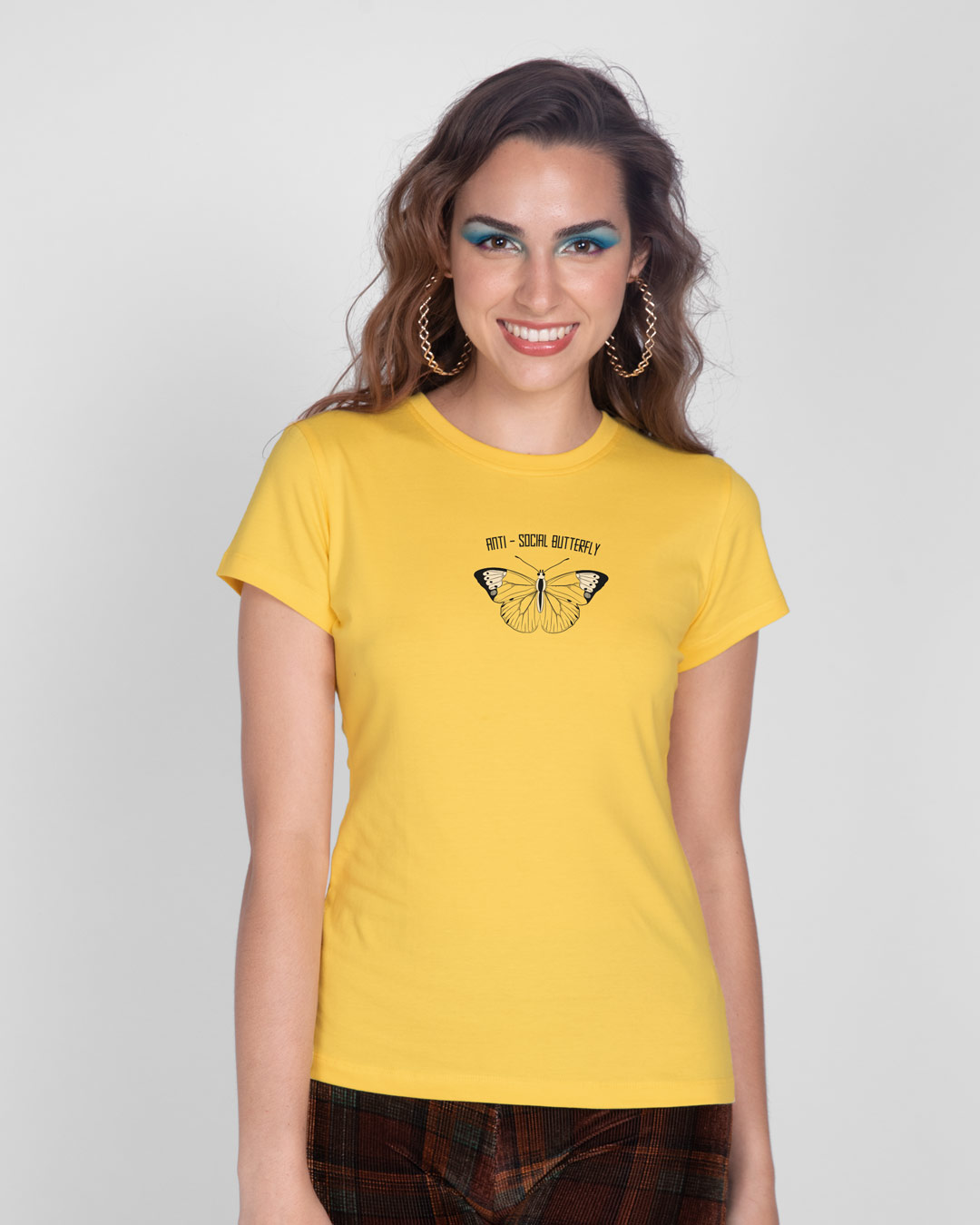 Shop Antisocial Butterfly Half Sleeve Printed T-Shirt Summer Yellow -Back