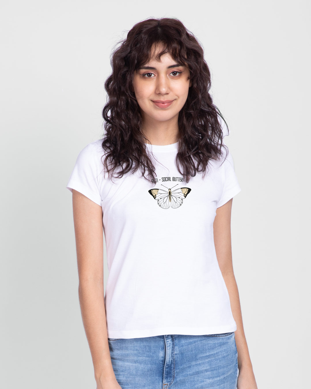 Shop Antisocial Butterfly Half Sleeve Printed T-Shirt White-Back