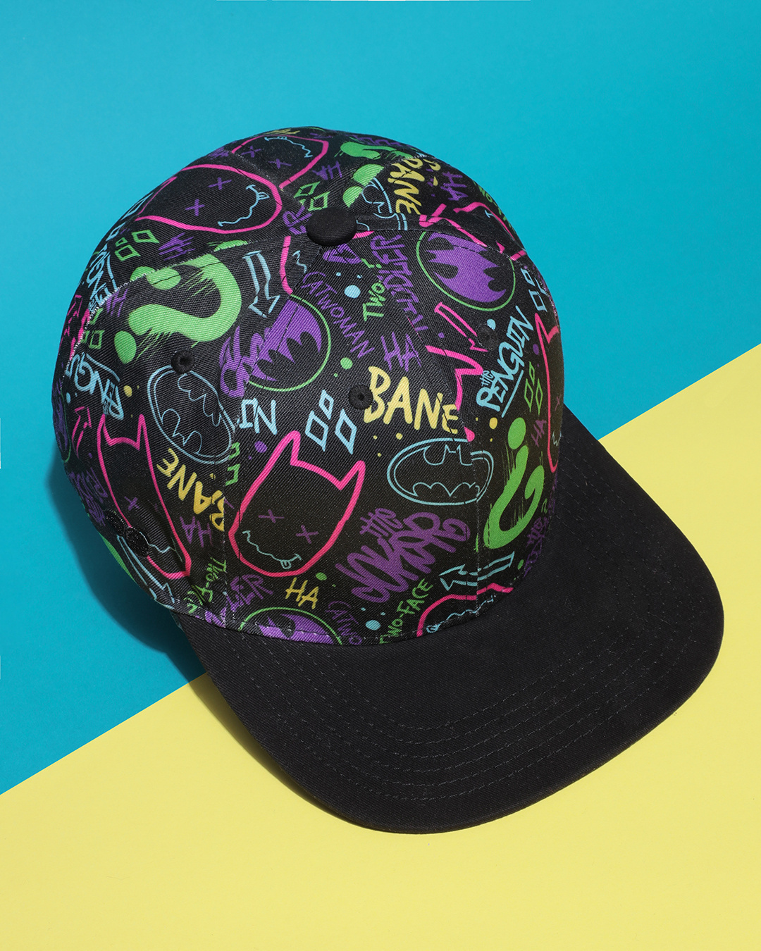 Shop AOP Neon Batman Snapback Cap-Front