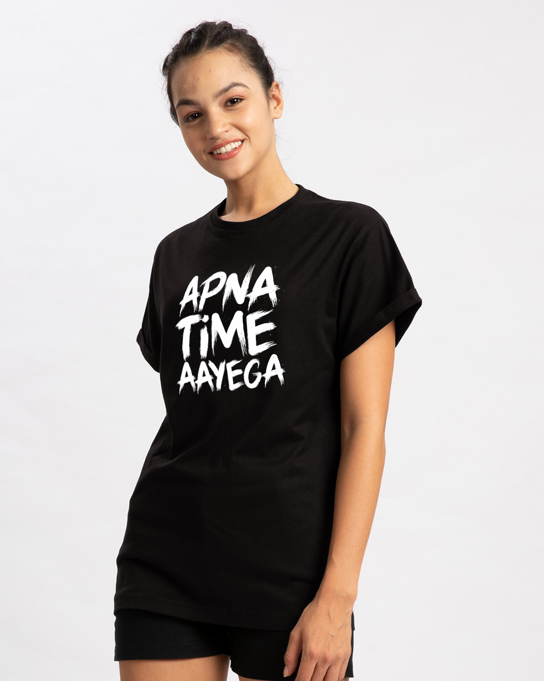 Shop Apna Time Ayega Boyfriend T-Shirt-Back