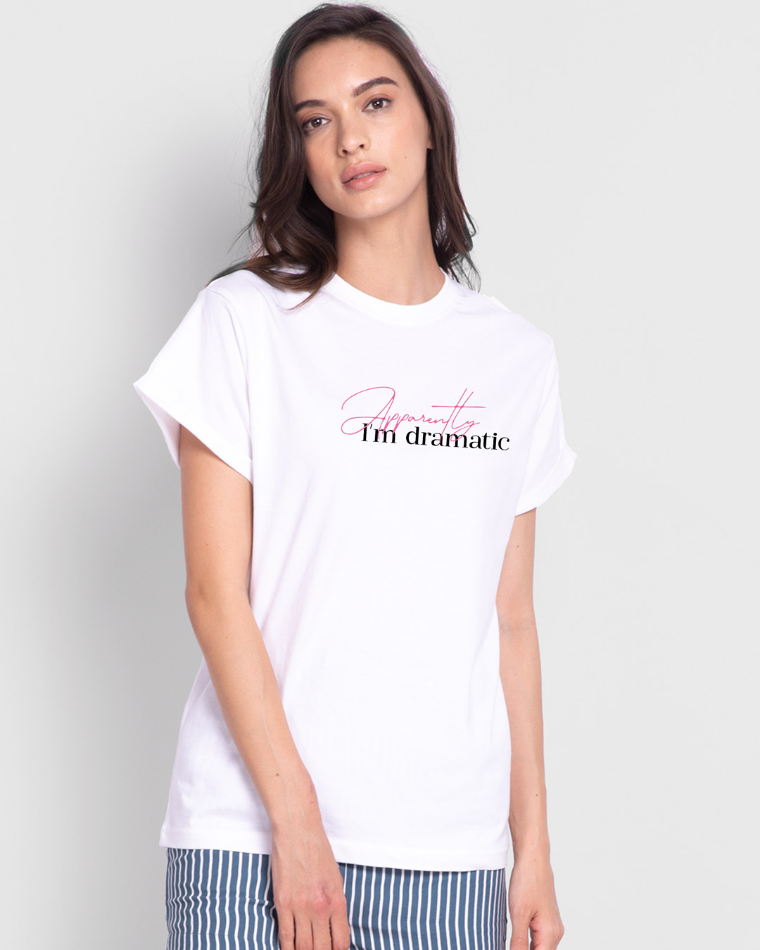 Shop Apparently Dramatic Boyfriend T-Shirts White-Back