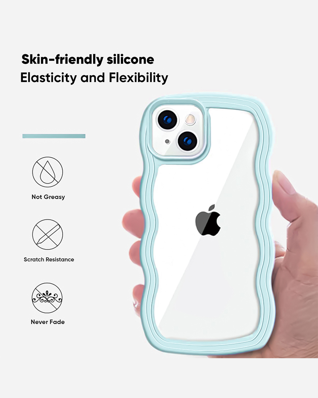 Shop Apple iPhone 14 Plus Light Blue Wavy Silicone Case-Back