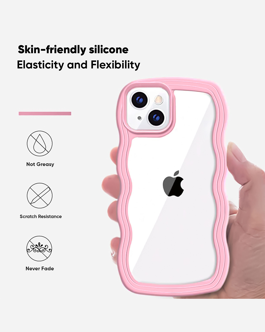 Shop Apple iPhone 14 Plus Pink Wavy Silicone Case-Back