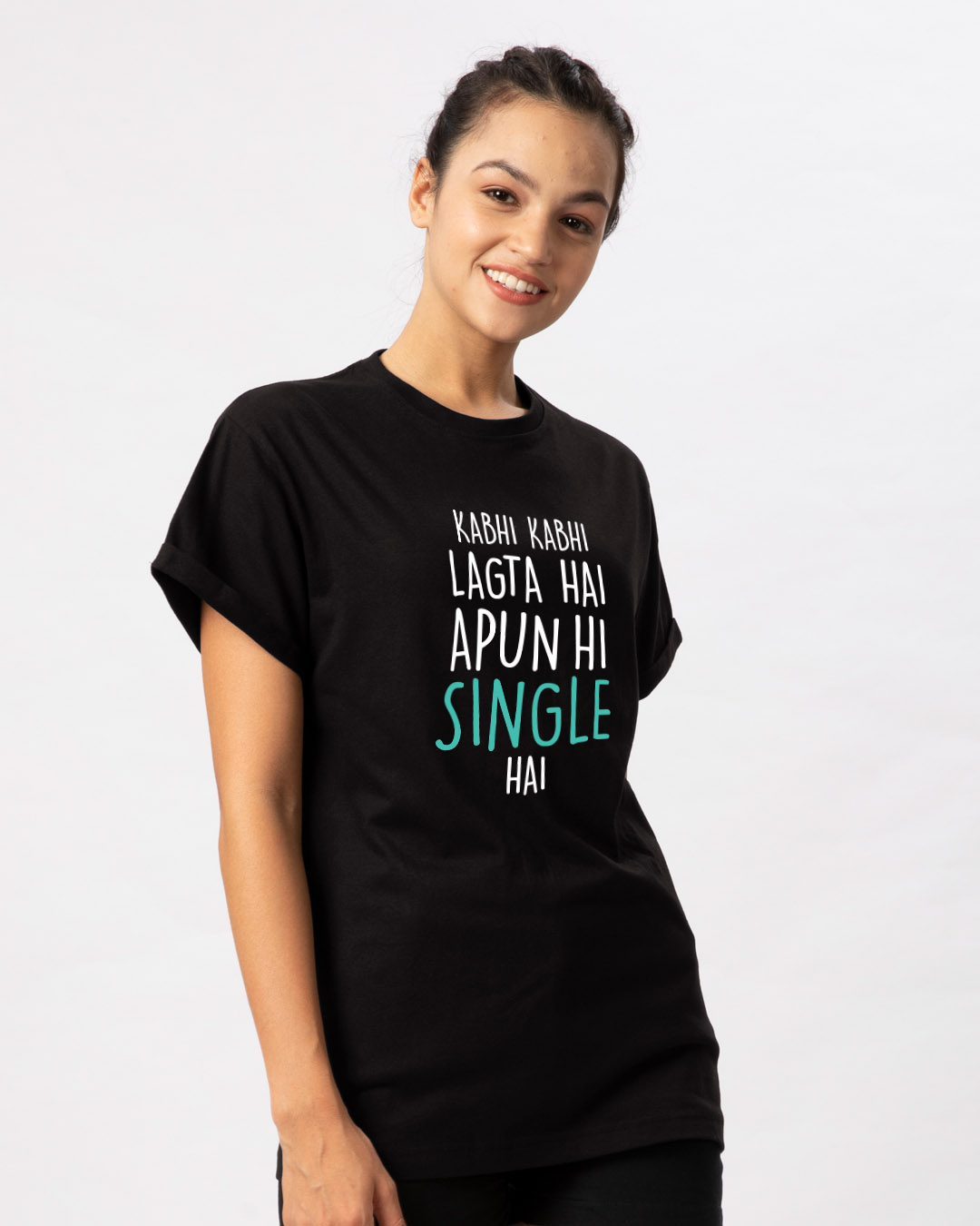 Shop Apun Hi Single Boyfriend T-Shirt-Back