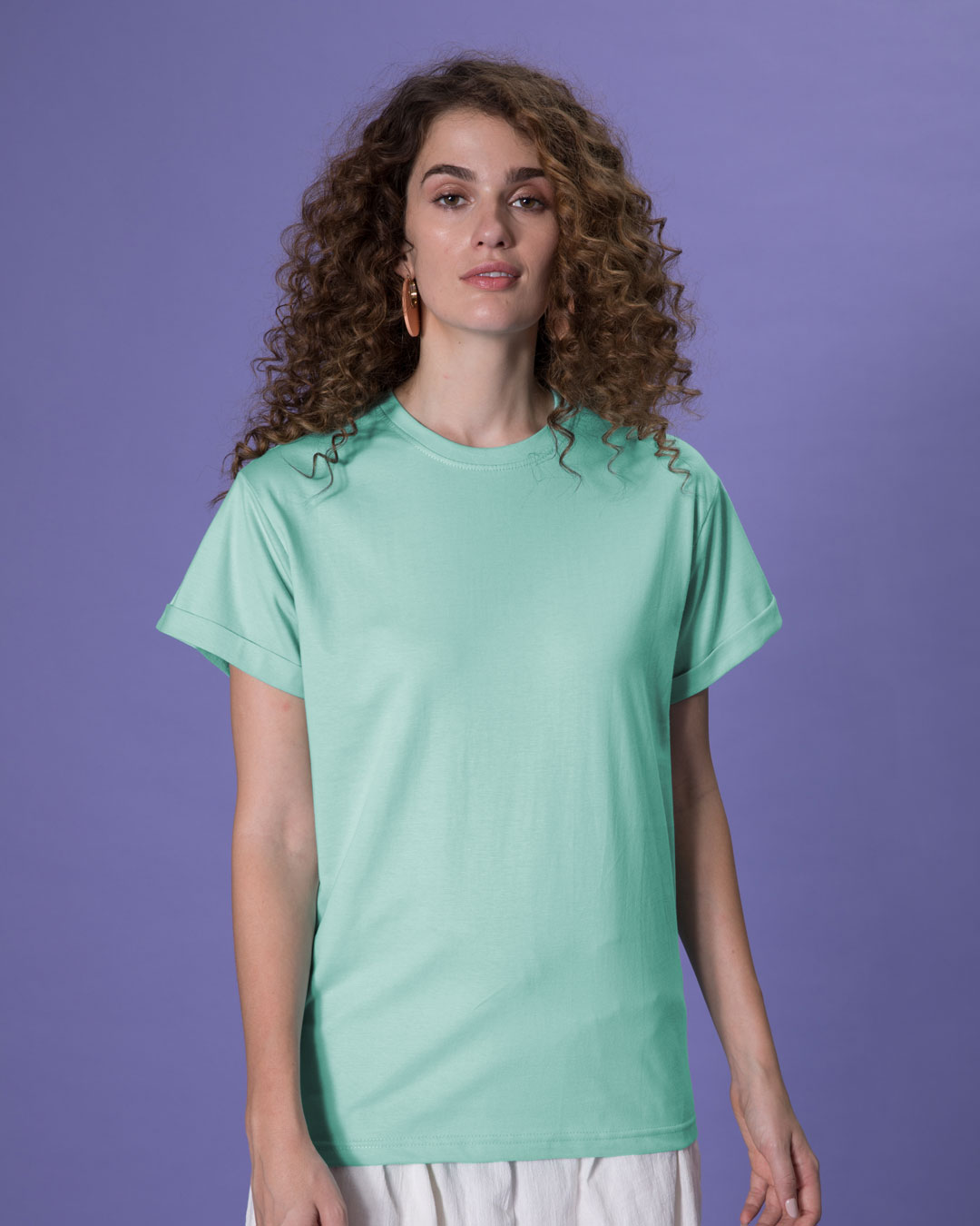 Shop Aqua Green Boyfriend T-Shirt-Back