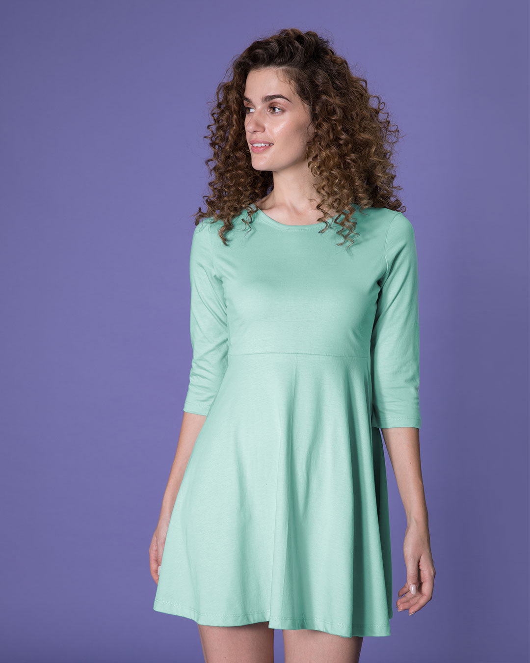 Shop Aqua Green Flared Dress-Back
