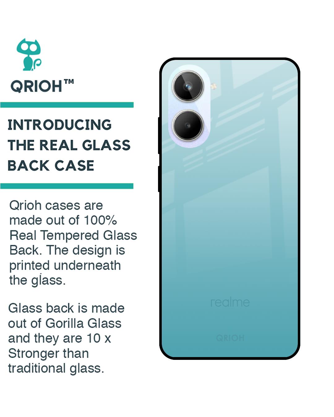 Shop Arctic Blue Premium Glass Case For Realme 10 5G (Shock Proof,Scratch Resistant)-Back