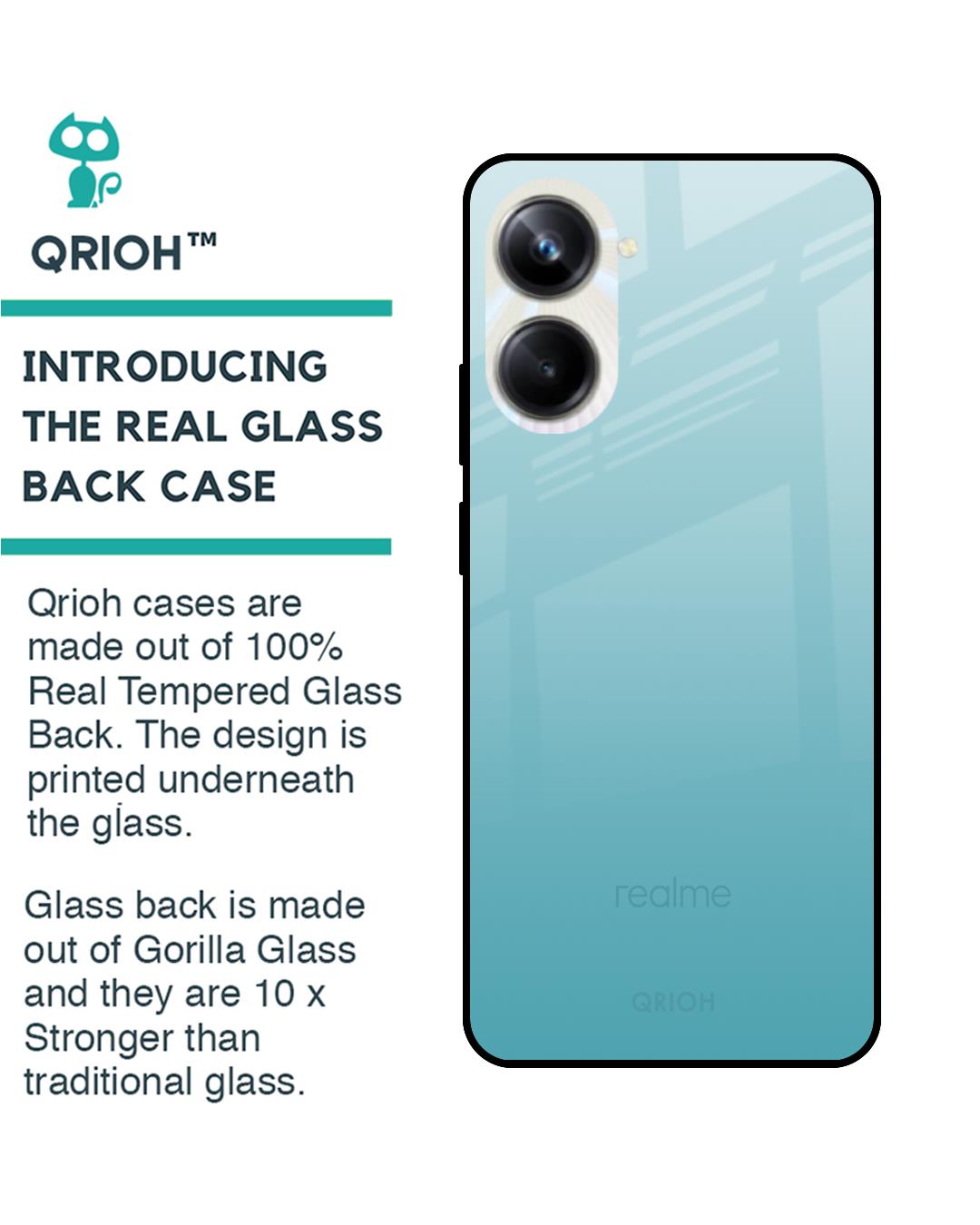 Shop Arctic Blue Premium Glass Case For Realme 10 Pro 5G (Shock Proof,Scratch Resistant)-Back
