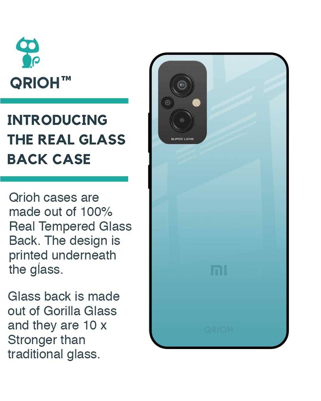 Shop Arctic Blue Premium Glass Case For Redmi 11 Prime (Shock Proof,Scratch Resistant)-Back