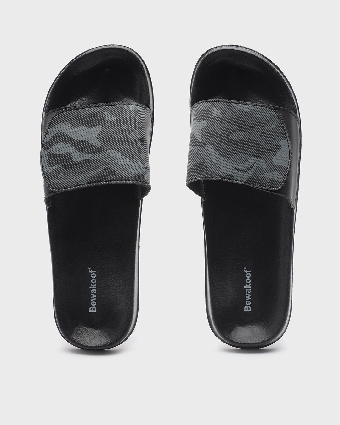Shop Men's Black Camouflage Lightweight Adjustable Strap Sliders-Back