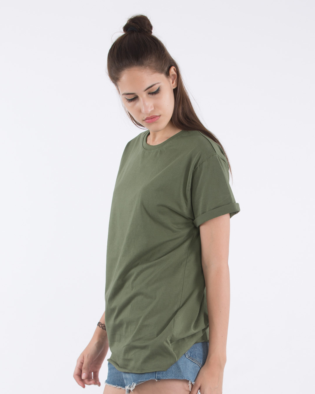 Shop Army Green Boyfriend T-Shirt-Back