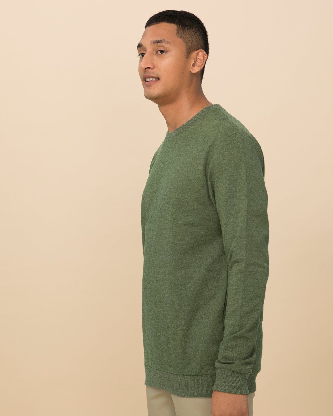 Shop Army Green Melange Light Sweatshirt-Back