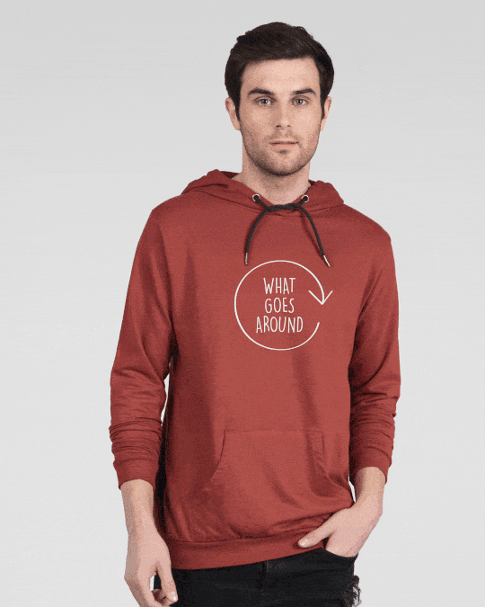 Buy Around Fleece Hoodie for Men red Online at Bewakoof
