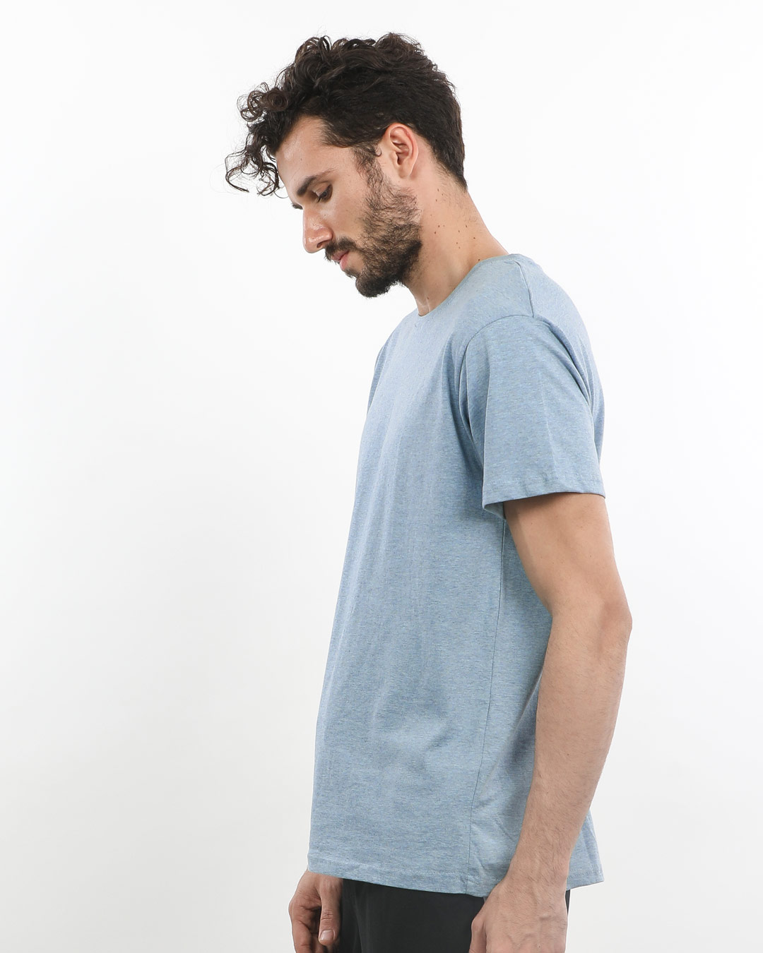 Shop Ash Blue Melange Half Sleeve T-Shirt-Back