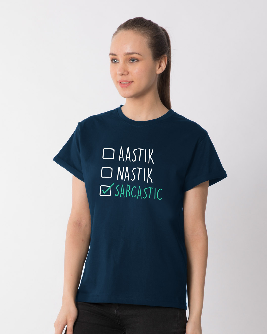 Shop Astik Nastik Boyfriend T-Shirt-Back
