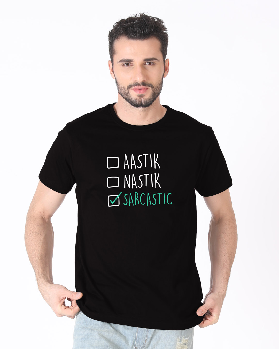 Shop Astik Nastik Half Sleeve T-Shirt-Back