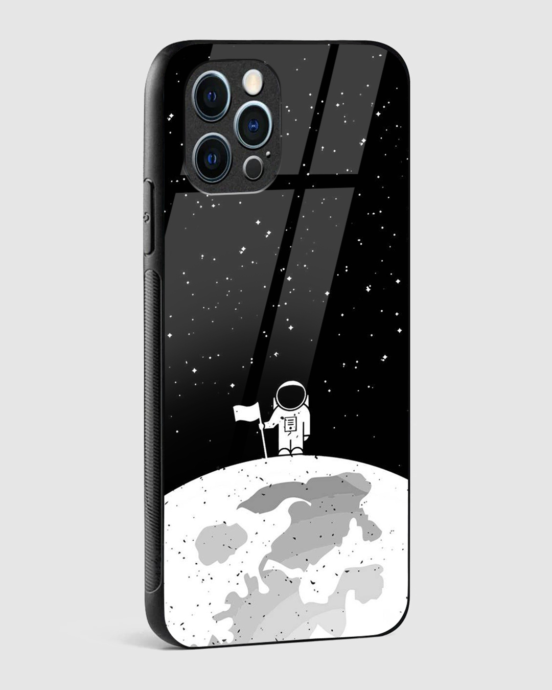 Shop Astronaut On Moon Premium Glass Case for Apple iPhone 12 Pro Max-Back