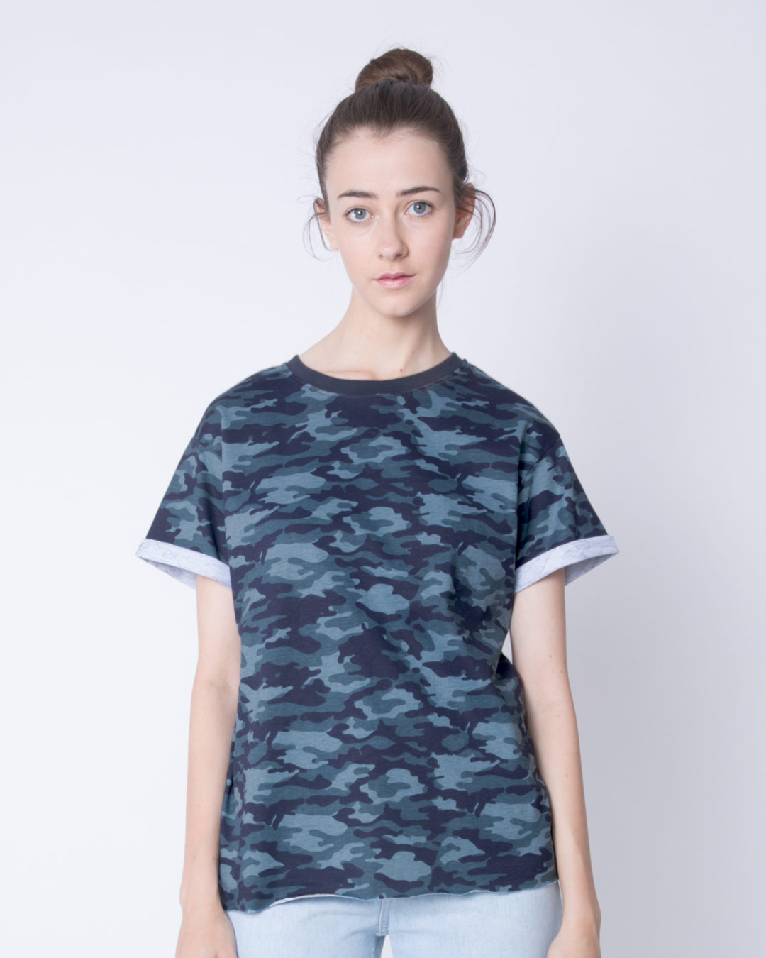 Buy Atlantic Blue Camouflage Boyfriend TShirt Online at Bewakoof