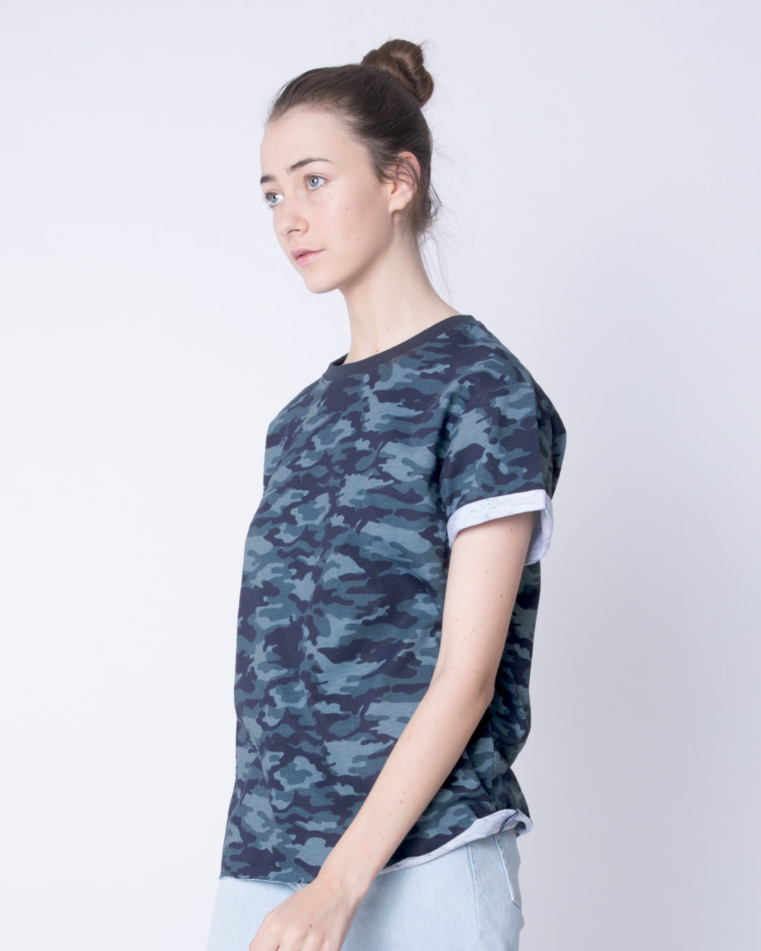 Shop Atlantic Blue Camouflage Boyfriend T-Shirt-Back