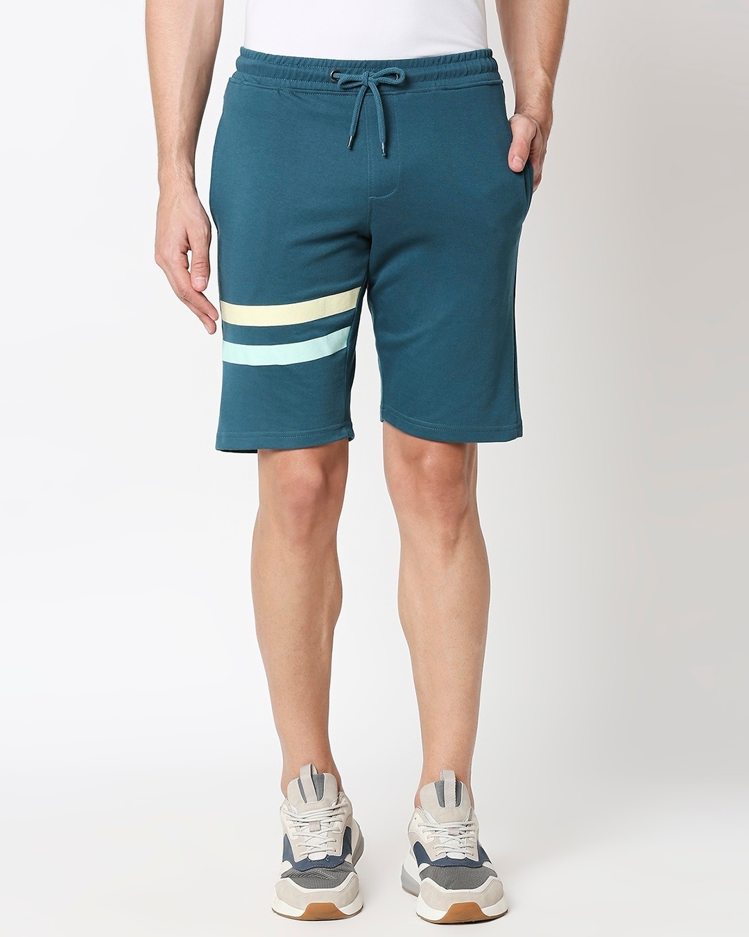 Shop Atlantic Deep Men's Solid One Side Printed Strip Shorts-Back