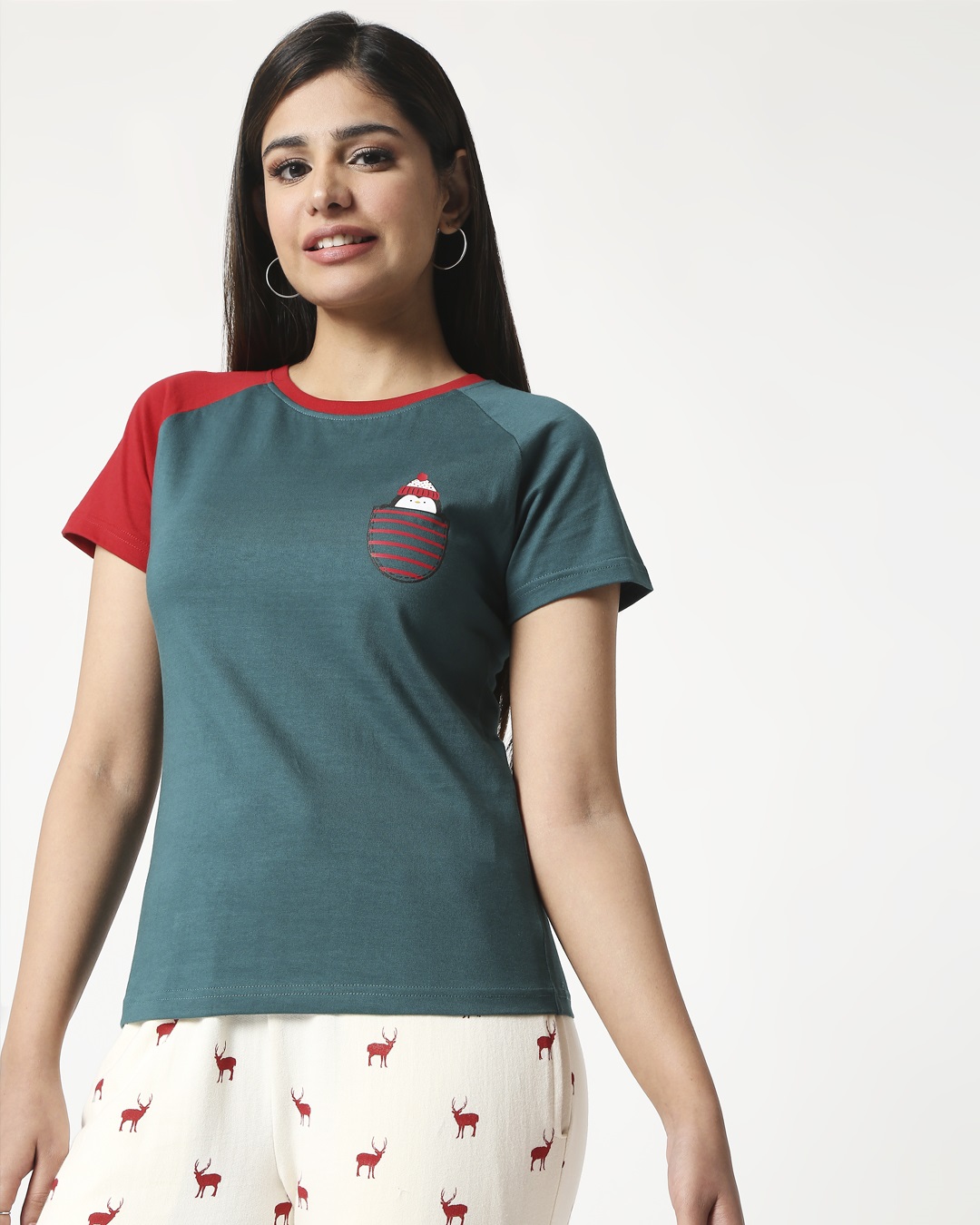 

Women Color Block Raglan Half Sleeve T-shirt Women' Raglan Half Sleeves T-shirt Bewakoof.com, Green