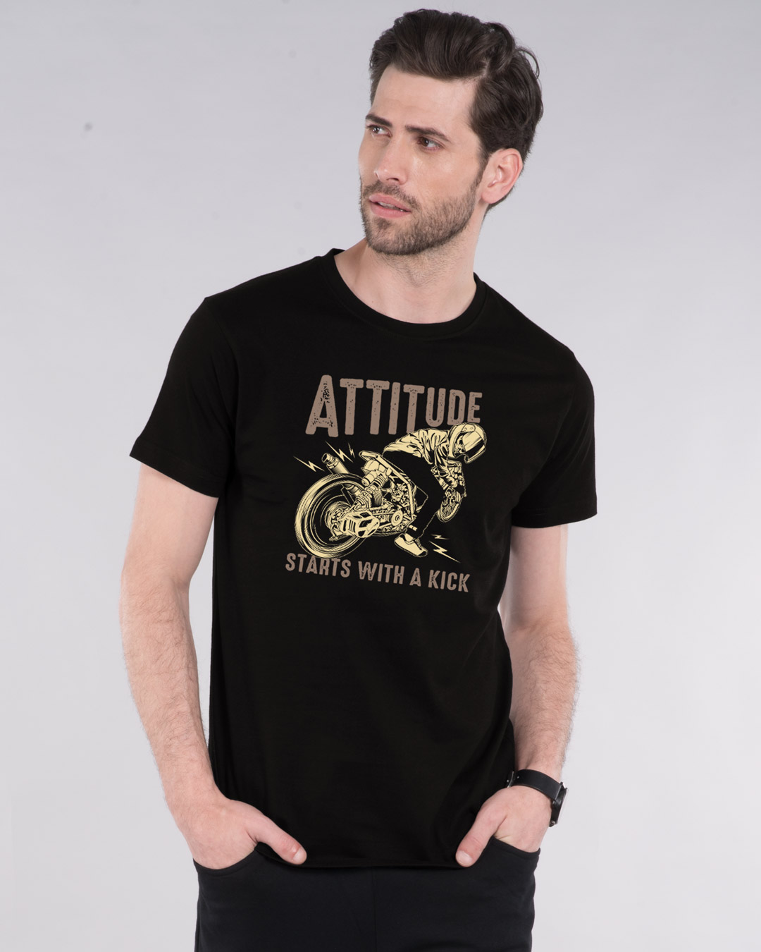 Buy Attitude Starts Half Sleeve T-Shirt for Men Online at Bewakoof
