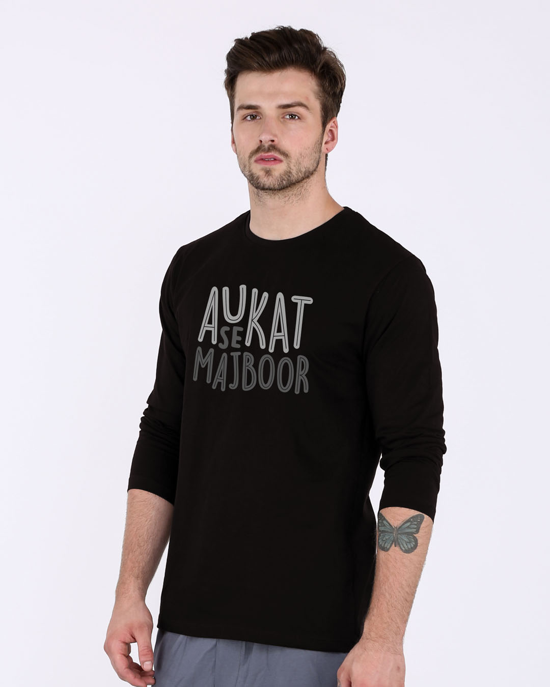 Shop Aukat Se Majboor Full Sleeve T-Shirt-Back