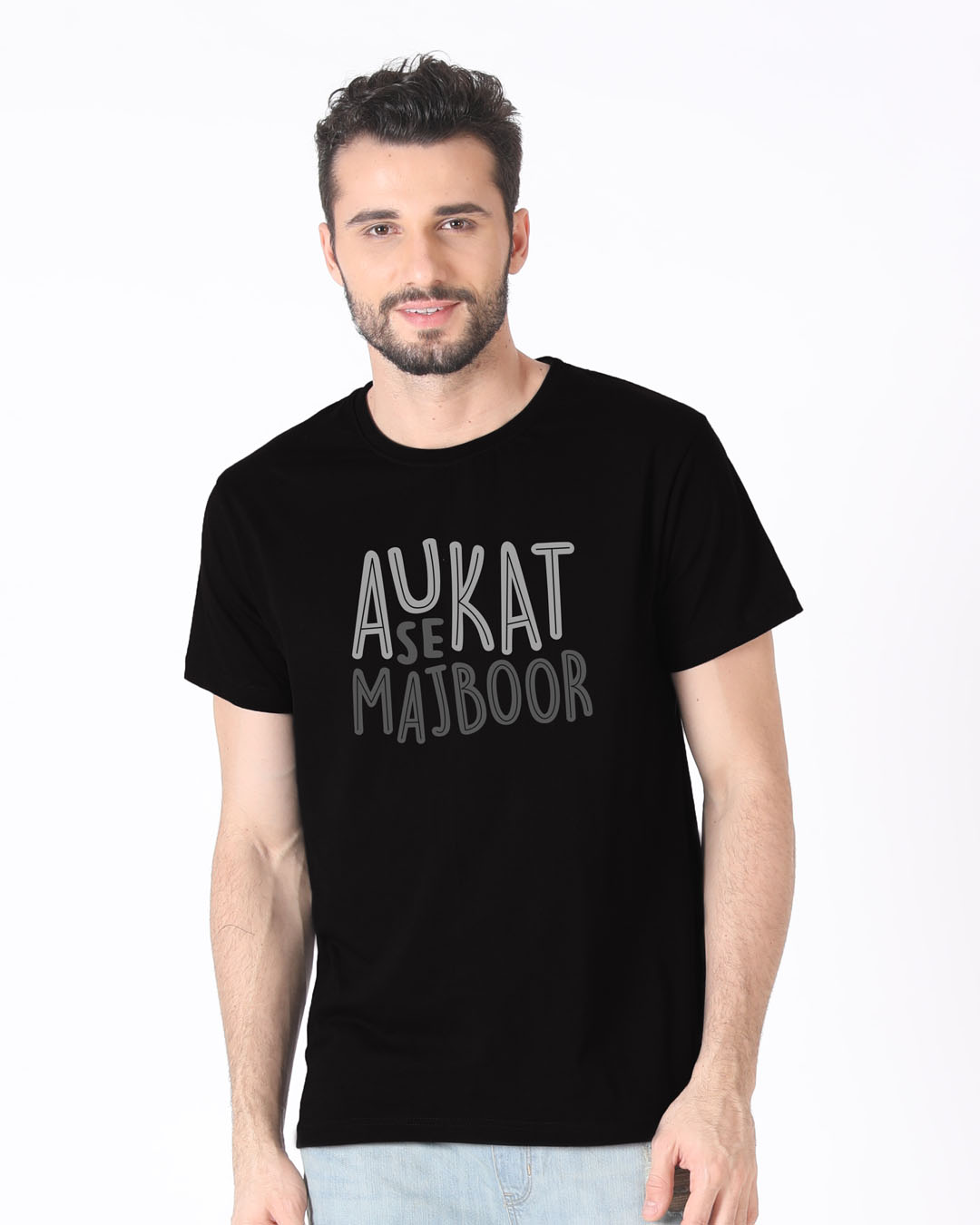 Shop Aukat Se Majboor Half Sleeve T-Shirt-Back
