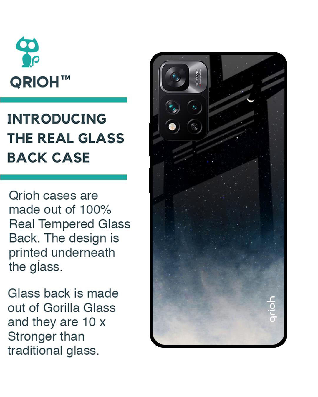Shop Aura Printed Premium Glass Cover for Mi 11i (Shock Proof, Lightweight)-Back