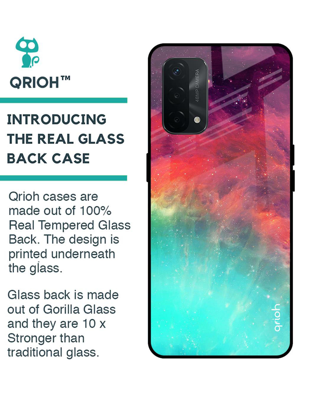 Shop Aura Printed Premium Glass Cover for Oppo A74 (Shock Proof, Lightweight)-Back