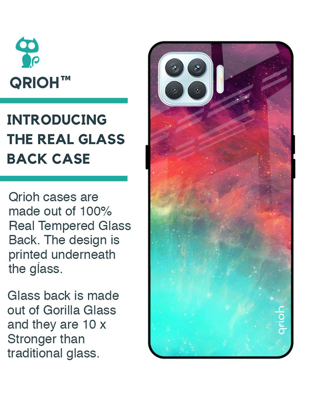 Shop Aura Printed Premium Glass Cover for Oppo F17 Pro (Shock Proof, Lightweight)-Back