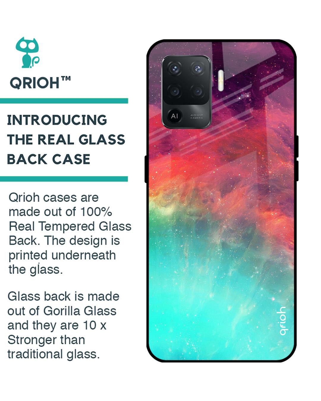 Shop Aura Printed Premium Glass Cover for Oppo F19 Pro (Shock Proof, Lightweight)-Back