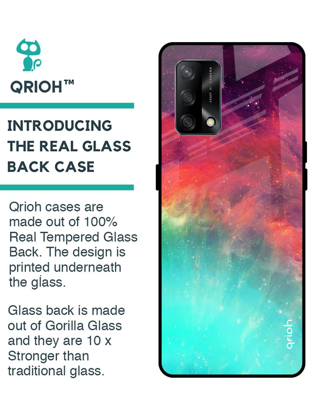 Shop Aura Printed Premium Glass Cover for Oppo F19 (Shock Proof, Lightweight)-Back