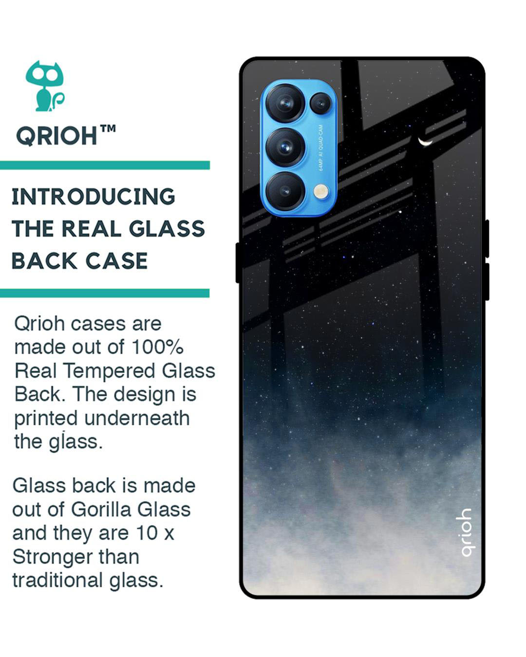 Shop Aura Printed Premium Glass Cover for Oppo Reno 5 Pro (Shock Proof, Lightweight)-Back