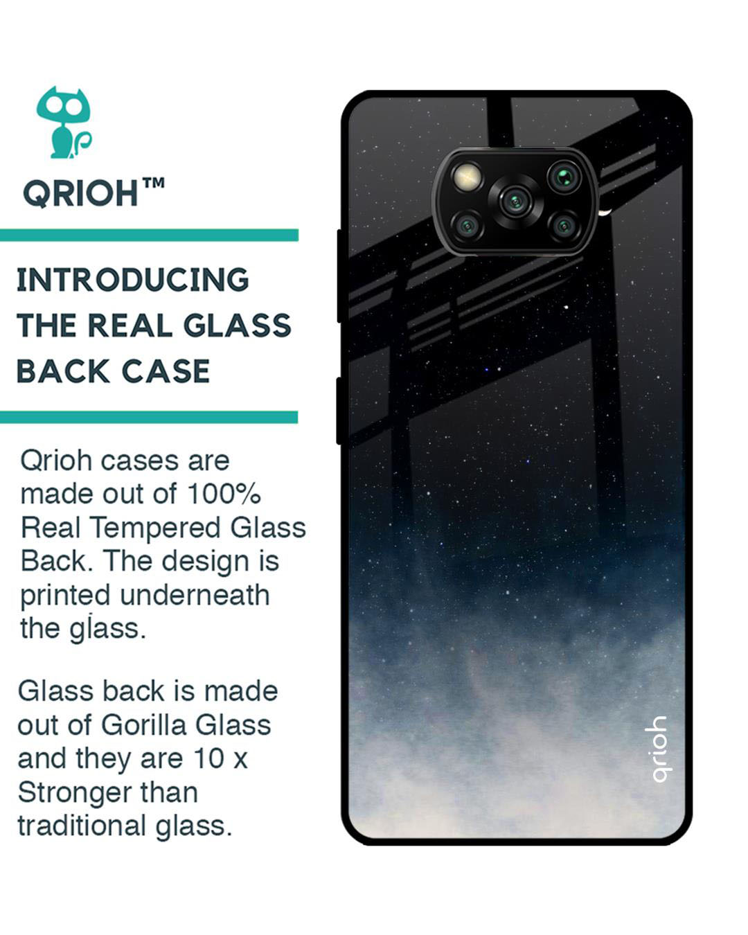 Shop Aura Printed Premium Glass Cover for Poco X3 Pro (Shock Proof, Lightweight)-Back