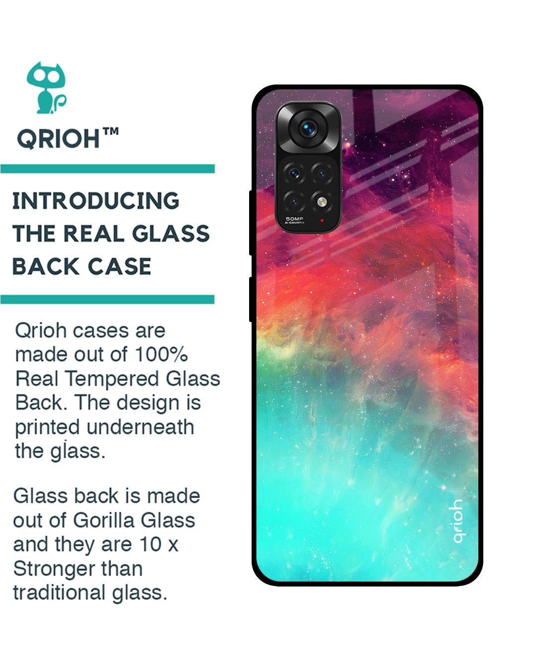 Shop Aura Printed Premium Glass Cover for Redmi Note 11 (Shock Proof, Lightweight)-Back