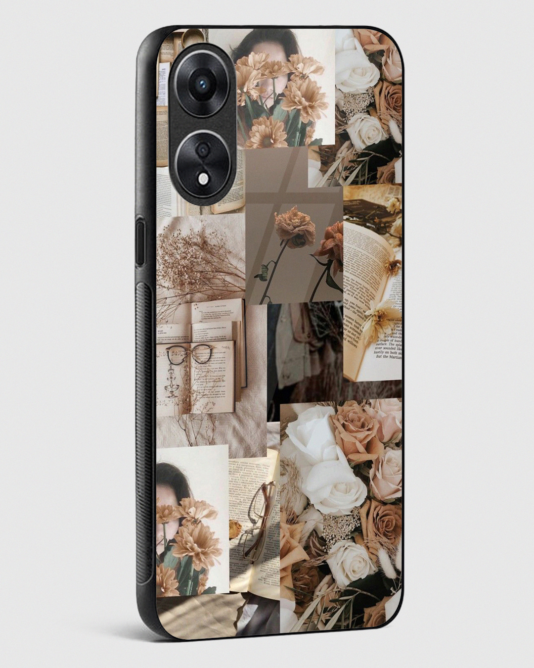 Shop Autumnal Floral Aesthetic Premium Glass Case for Oppo A78 5G-Back