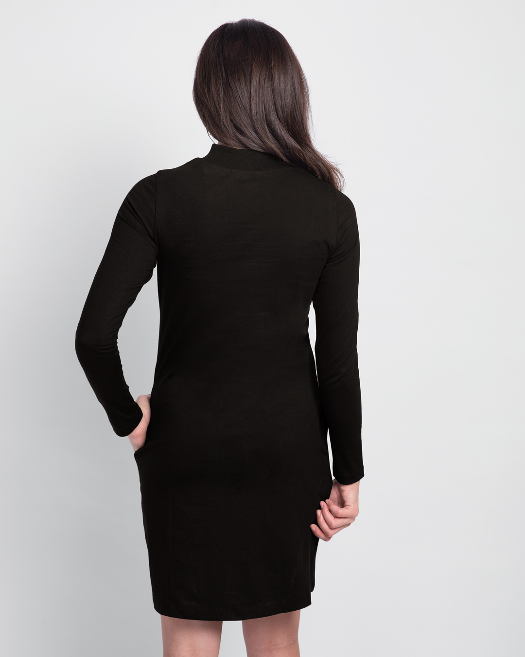 Shop Aven Assemble Dress Women's High Neck Pocket Dress Black (AVL)-Back
