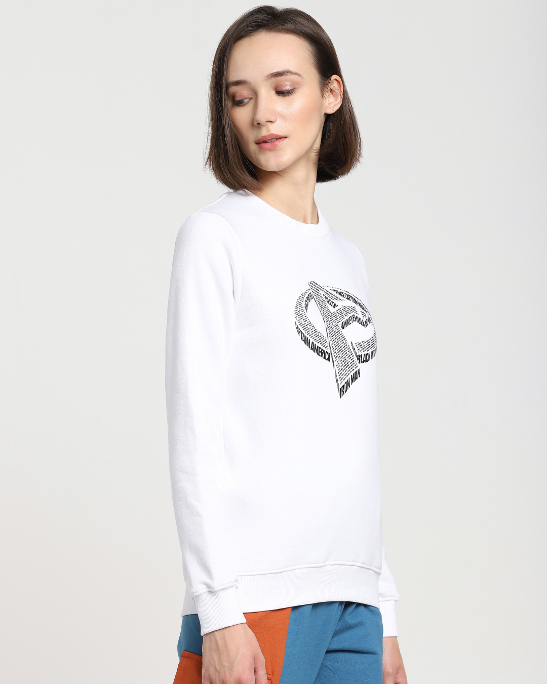 Shop Women's White Avengers 3D Typography Sweater-Back