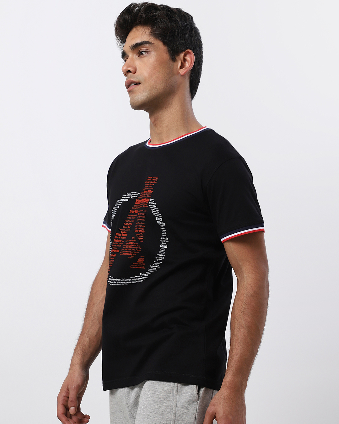 Shop Men's Black Avengers All Star Typography Varsity T-shirt-Back