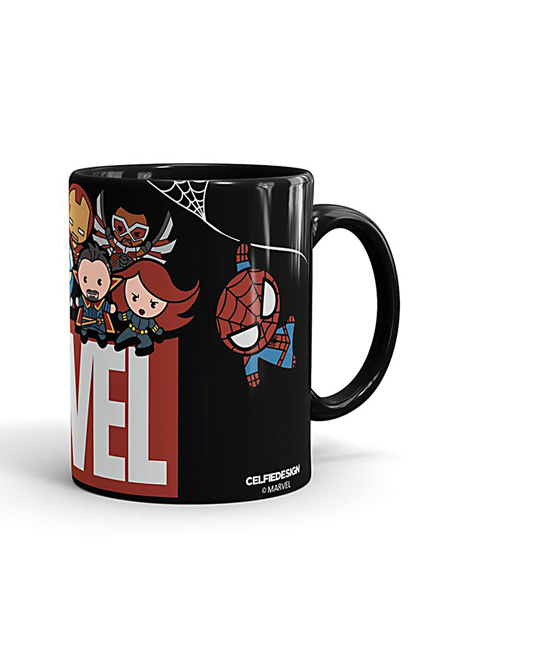 Shop Avengers Assemble Kawaii Ceramic Mug,  (320ml, Black, Single Piece)-Back