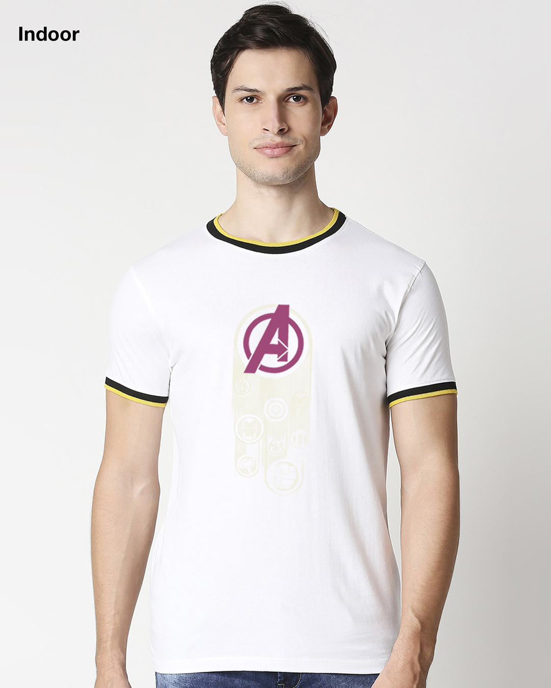 Shop Avengers circle - Sun Active Round Neck Varsity T-Shirt-Back